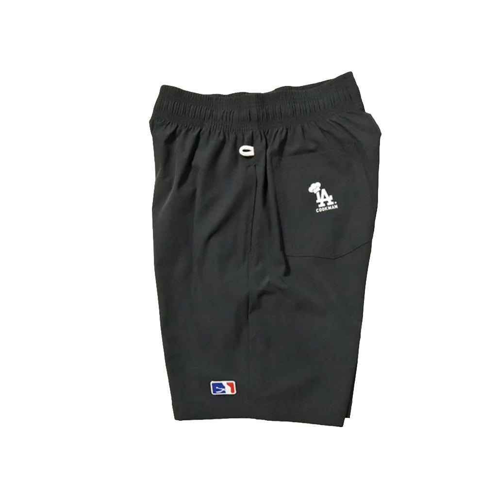Black shorts with a logo on a white background
