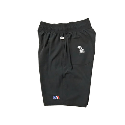 Black shorts with a logo on a white background