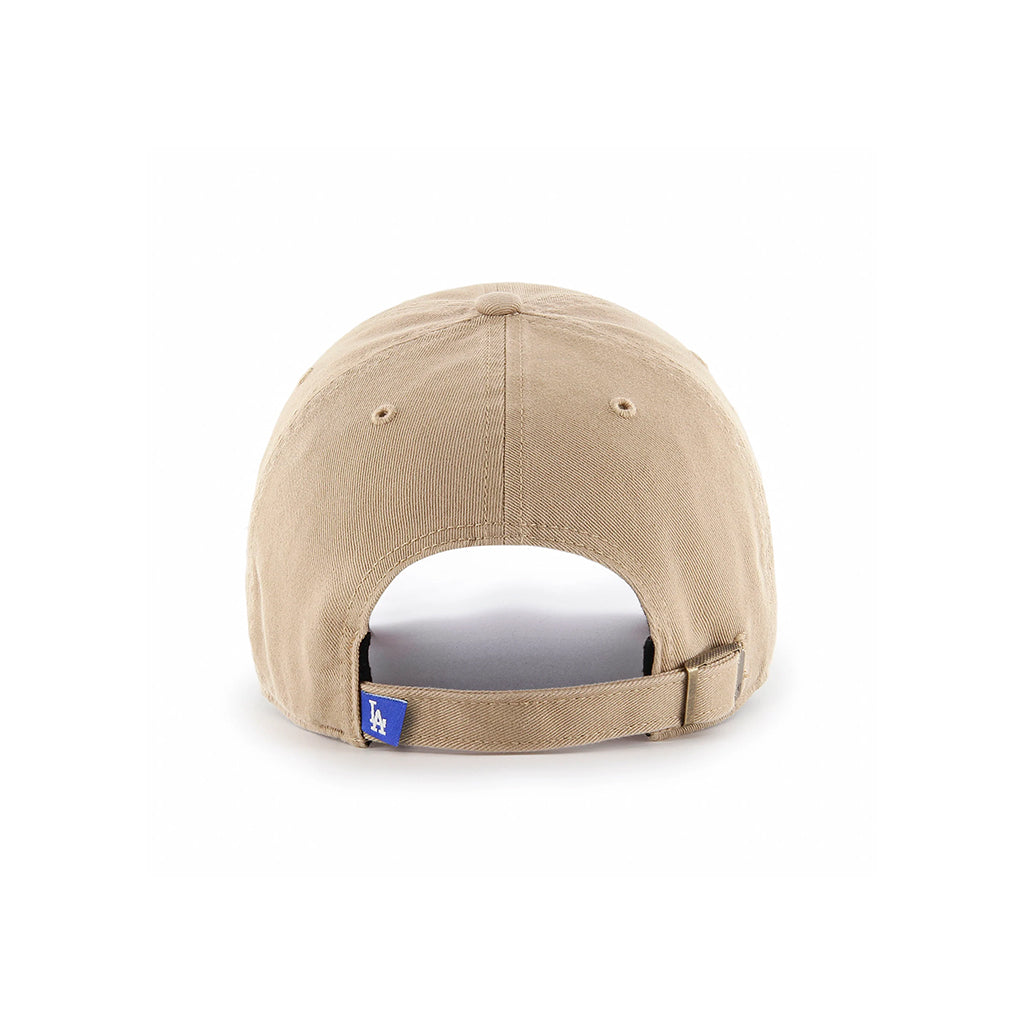 Beige baseball cap with a logo on the back on a white background
