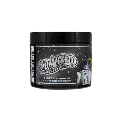 Jar of Suavecito Pomade with branding and product details on a white background