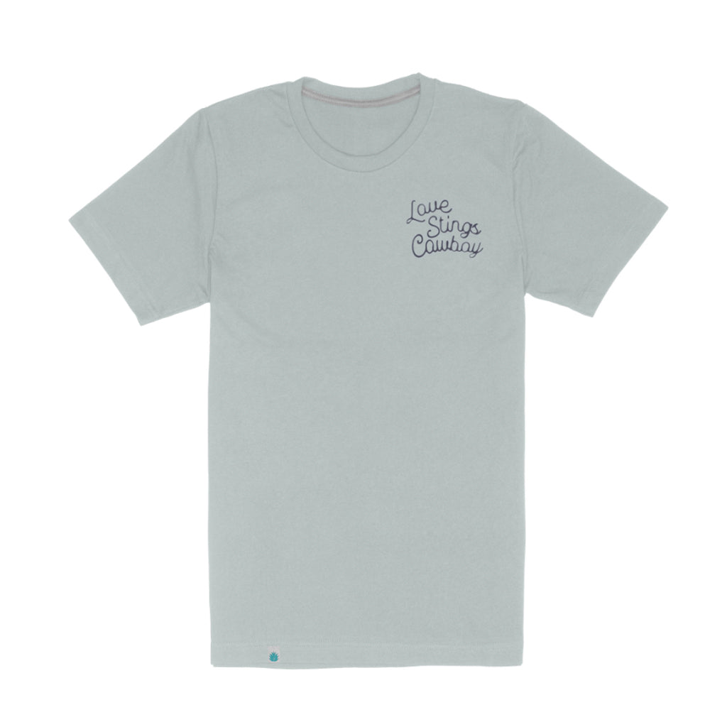 Light gray t-shirt with 'Live Simply Cowboy' text on a white background