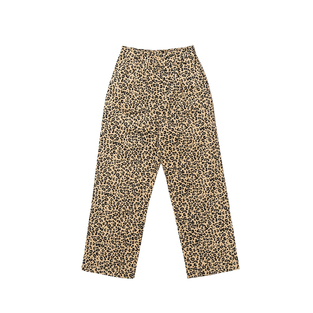 Leopard print pants on a white background