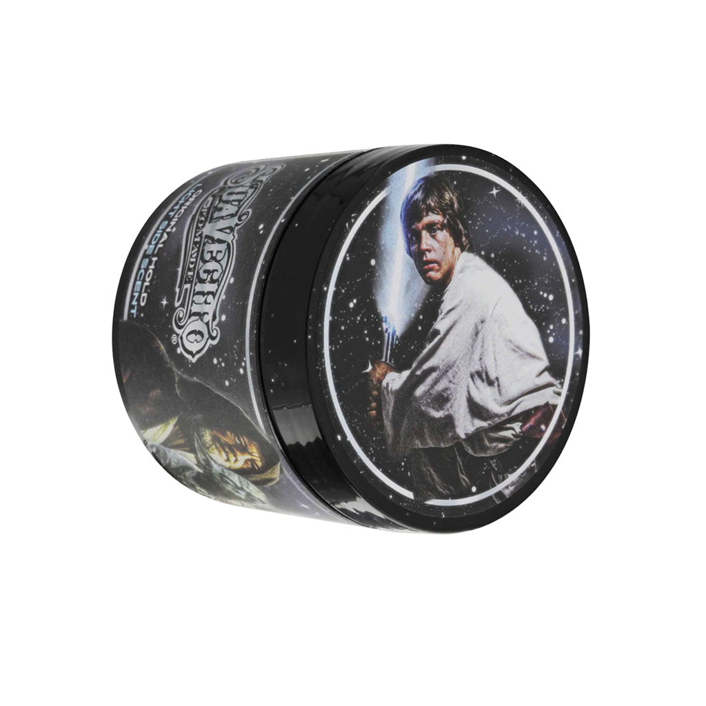 Jar of hair product with a Luke Skywalker on the label