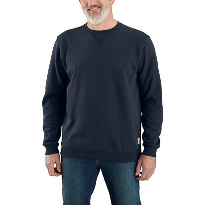 Man wearing a navy blue sweatshirt on a white background