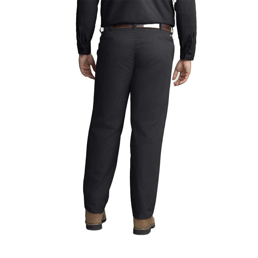 Black pants worn by a person on a white background