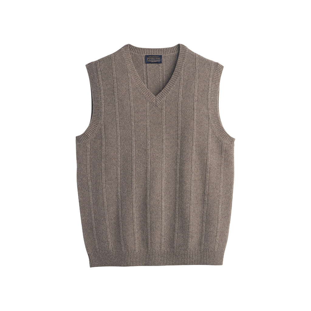 Brown sweater vest on a white background