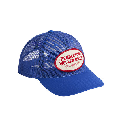Blue mesh cap with Pendleton Woolen Mills logo on a white background