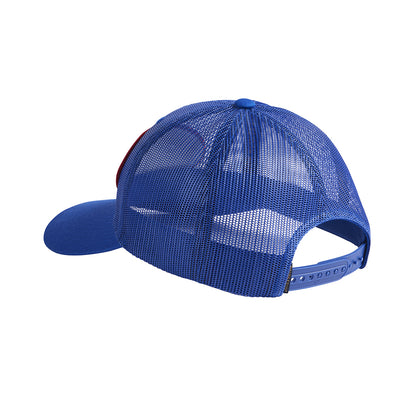 Blue mesh cap on a white background