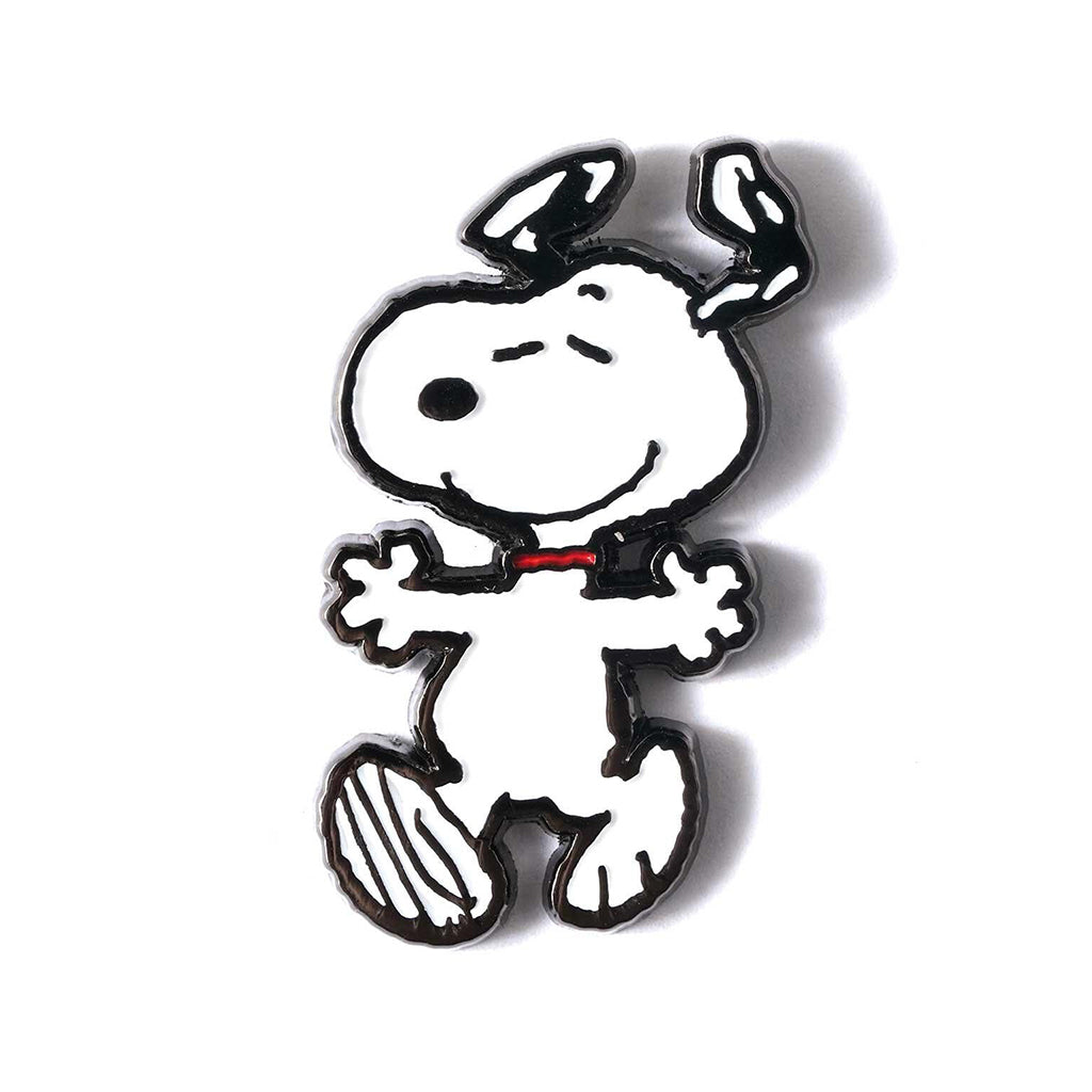 Snoopy figurine pin on a white background