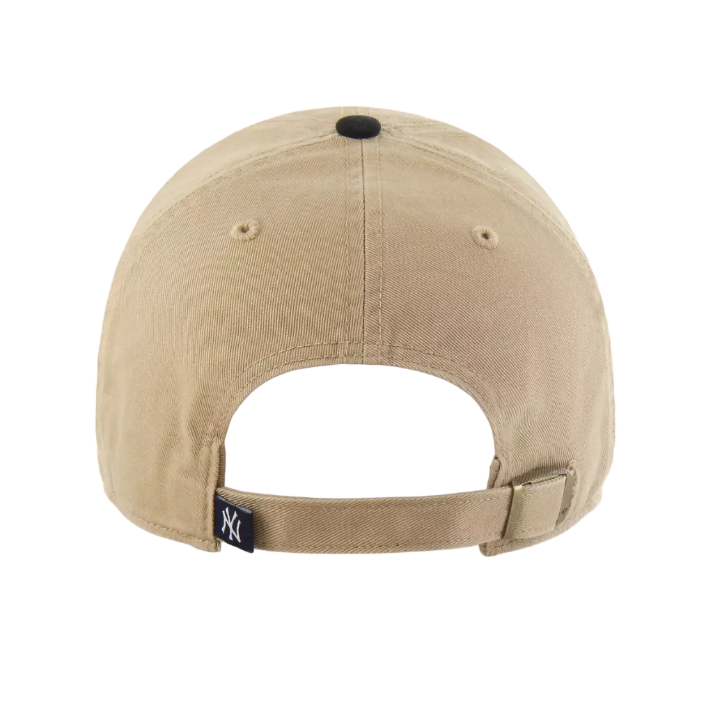 Beige baseball cap with a logo on a white background