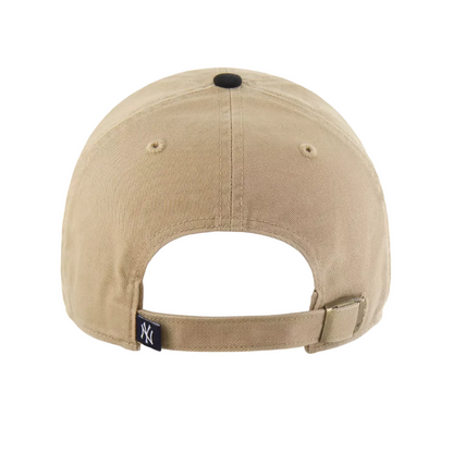 Beige baseball cap with a logo on a white background