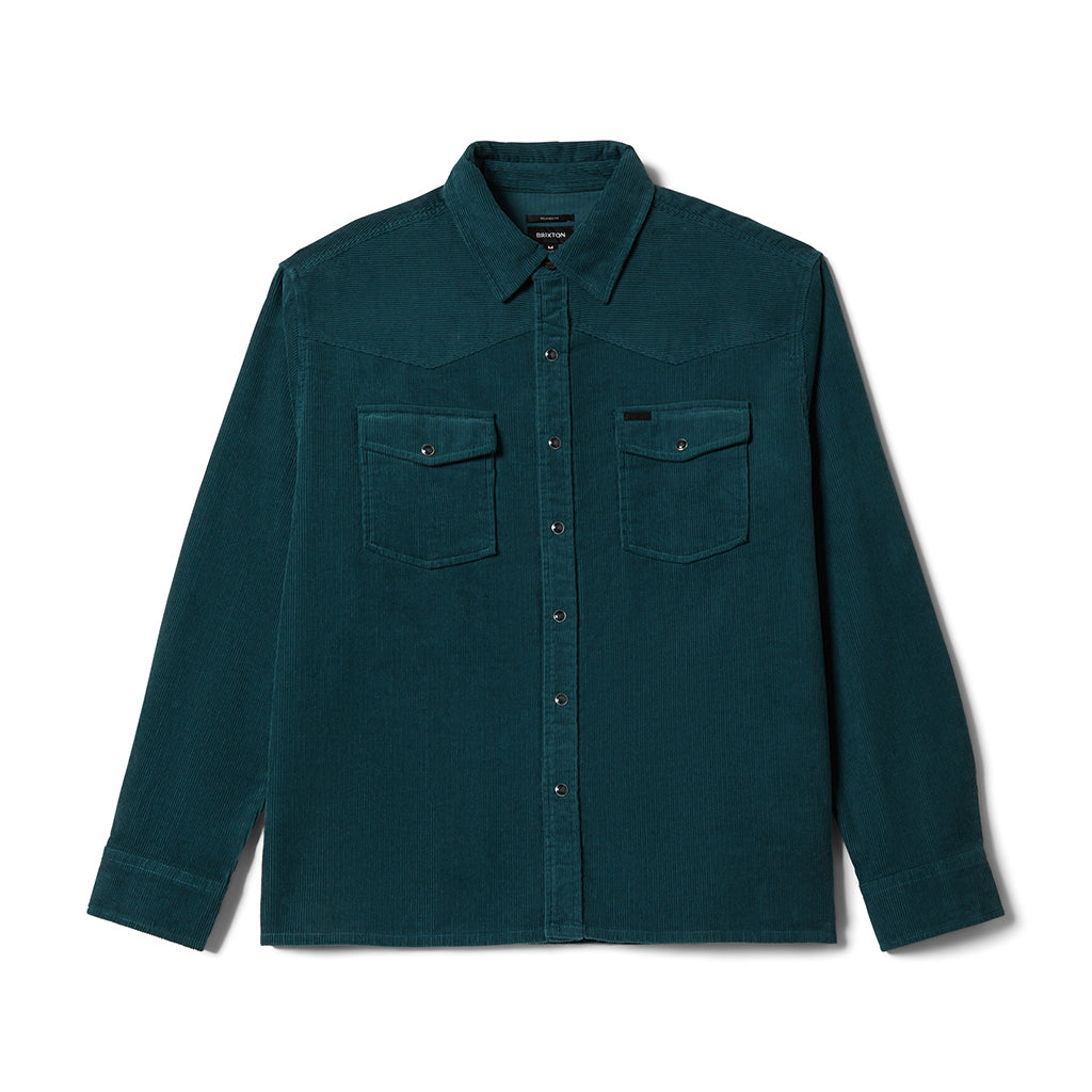 Green corduroy overshirt on a white background  