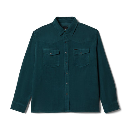 Green corduroy overshirt on a white background  