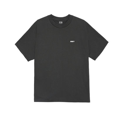 Black t-shirt with 'Obey' logo on a white background