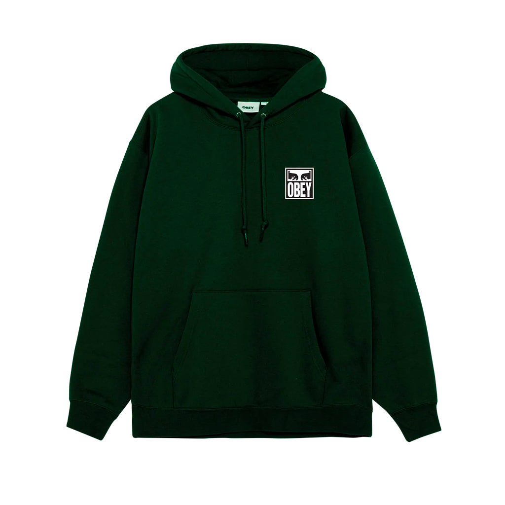 Green hoodie with a logo on the chest on a white background