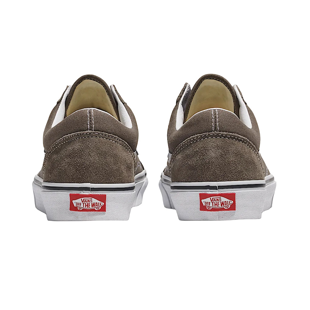 Back of brown vans shoes on a white background. 