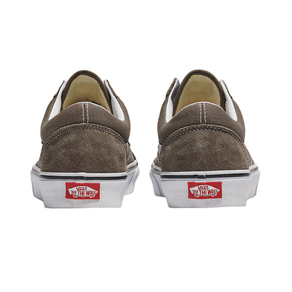 Back of brown vans shoes on a white background. 