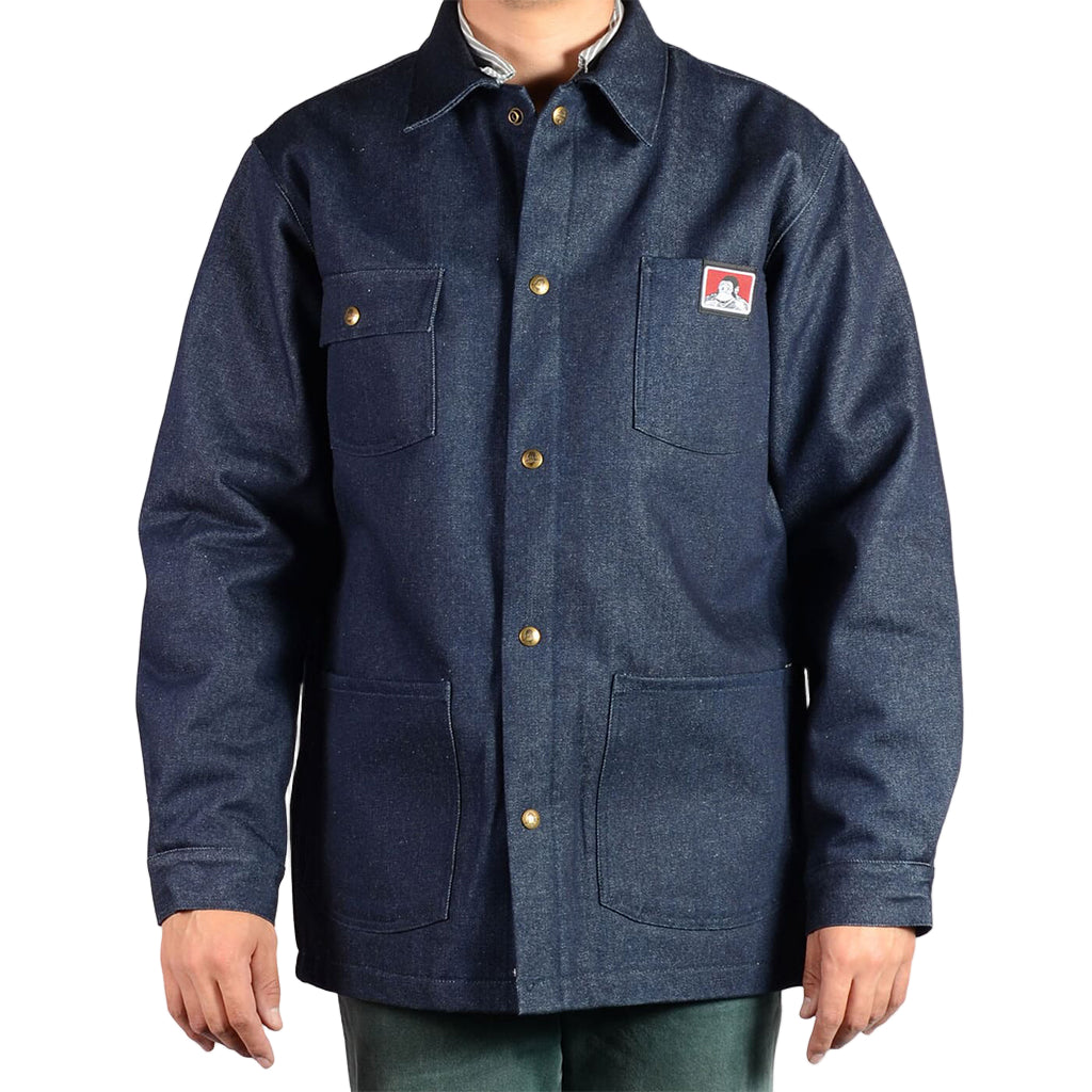 Model wearing a Denim Ben Davis Chore coat 