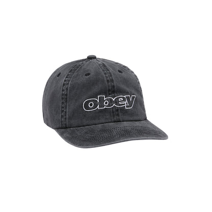 Black cap with 'obey' logo on a white background