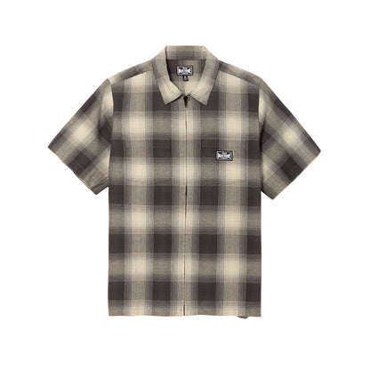 Plaid shirt with Loser Machine logo on a white background