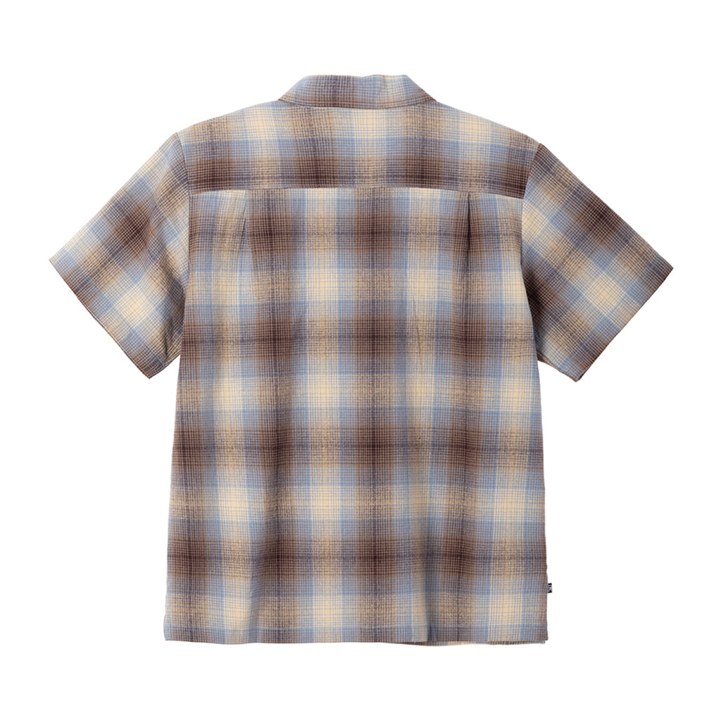 Plaid short-sleeve shirt on a white background