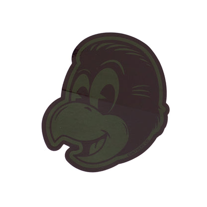 Green sticker of a parrot character on a white background