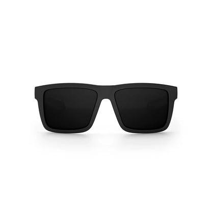 front of Performance XL Vise Z87+ Sunglasses: Black Frame / Ultra Black Lens on a white background