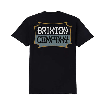 Black t-shirt with 'Brixton Company' logo on a white background