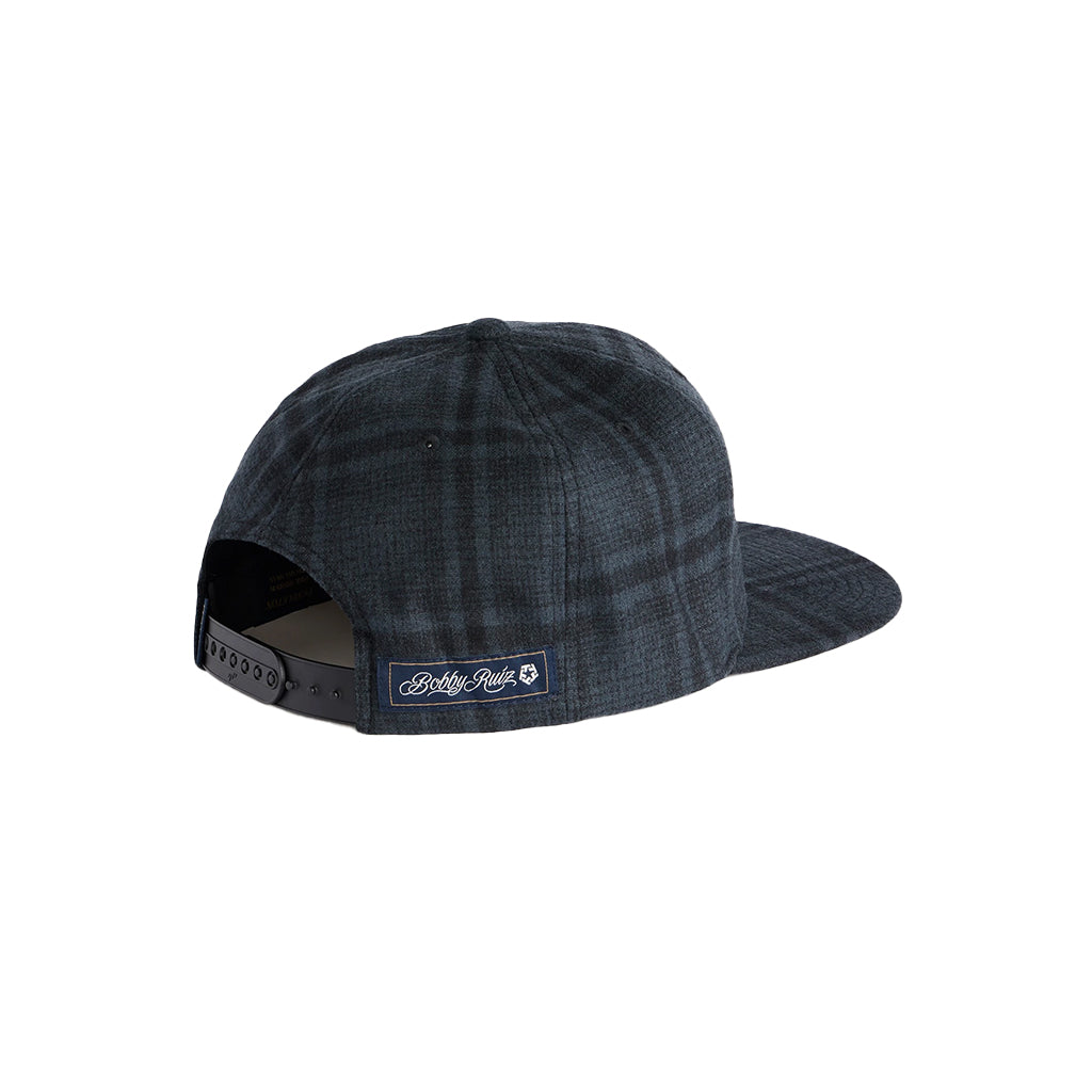 Plaid Flat Brim Hat Black Shadow Plaid