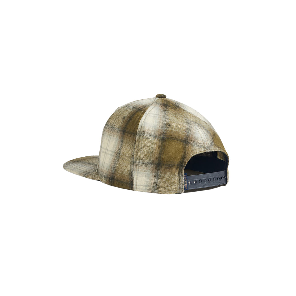 Plaid patterned cap on a white background