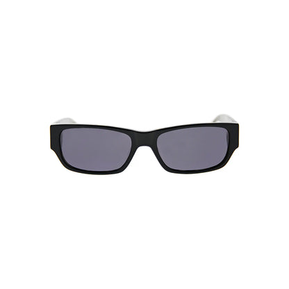 Black sunglasses with gray lenses on a white background