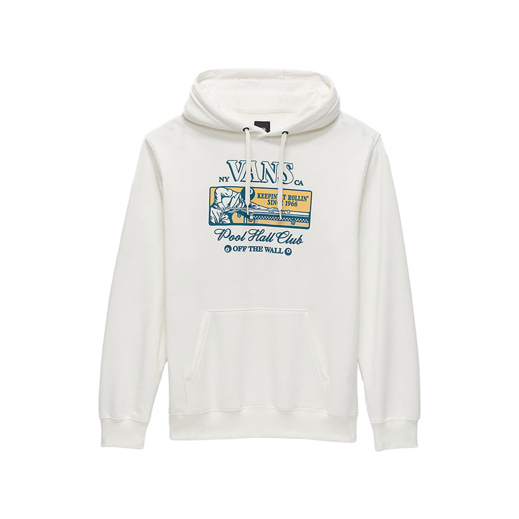 White hoodie with Vans logo and text on a white background