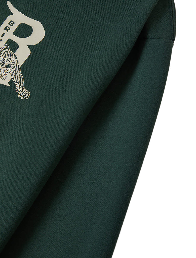 Dark green fabric with a logo on a white background