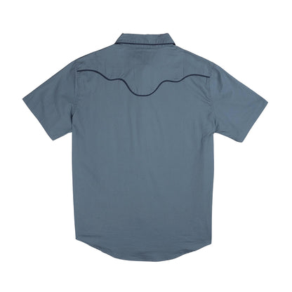 Blue short-sleeve shirt on a white background