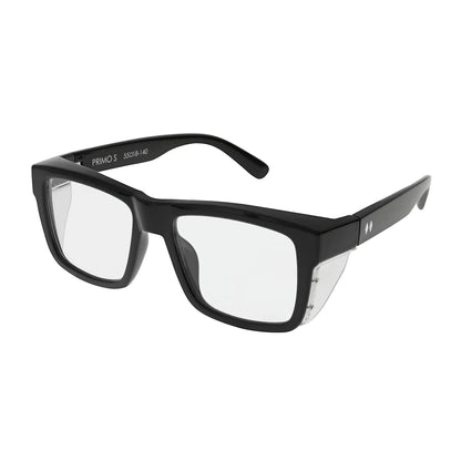 Black glasses on a white background