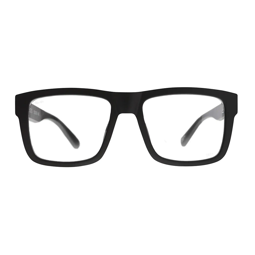 Black eyeglasses on a white background