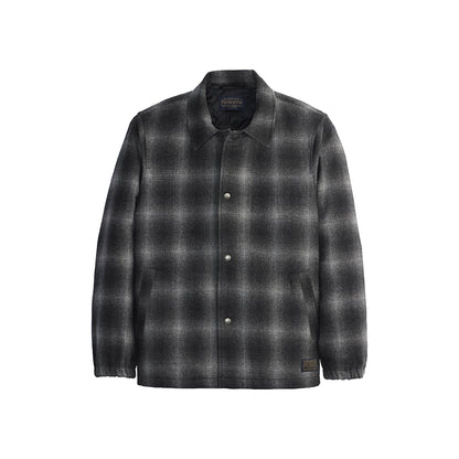Plaid jacket with a brand logo on a white background