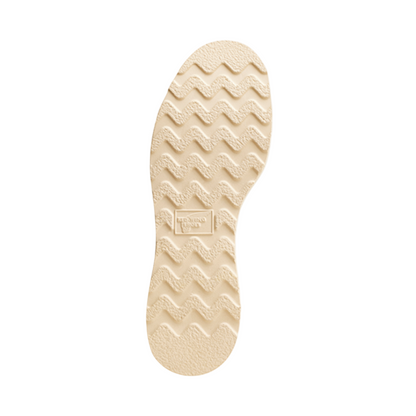 Beige shoe sole with tread pattern on a white background