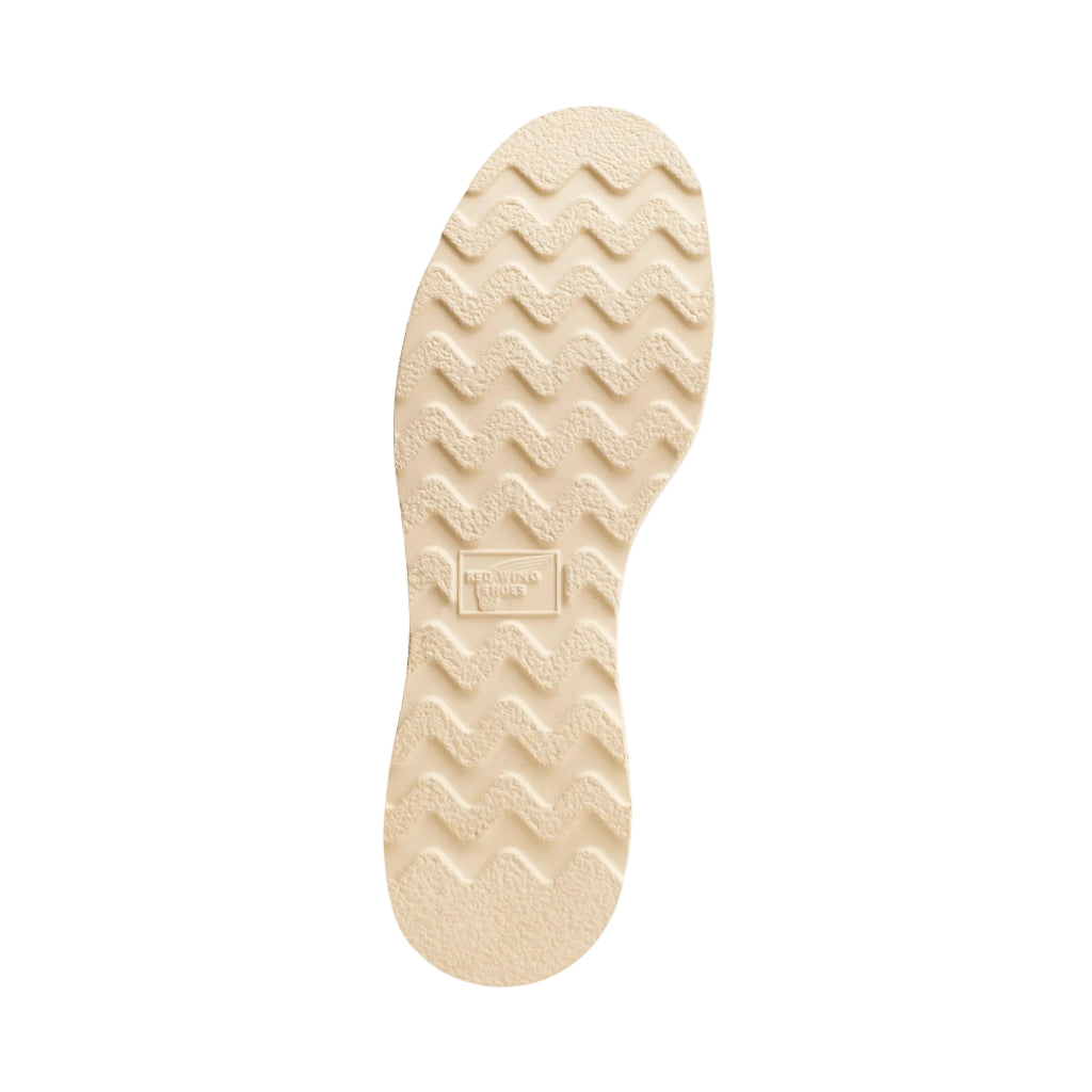 Beige shoe sole with tread pattern on a light gray background