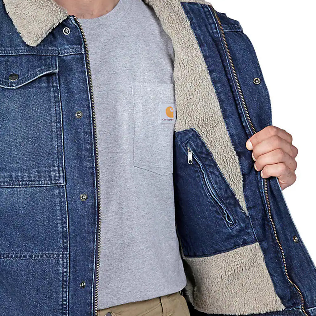 Relaxed Fit Denim Sherpa-Lined Denim Jacket