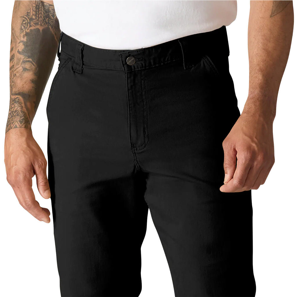 Person wearing black pants on a white background