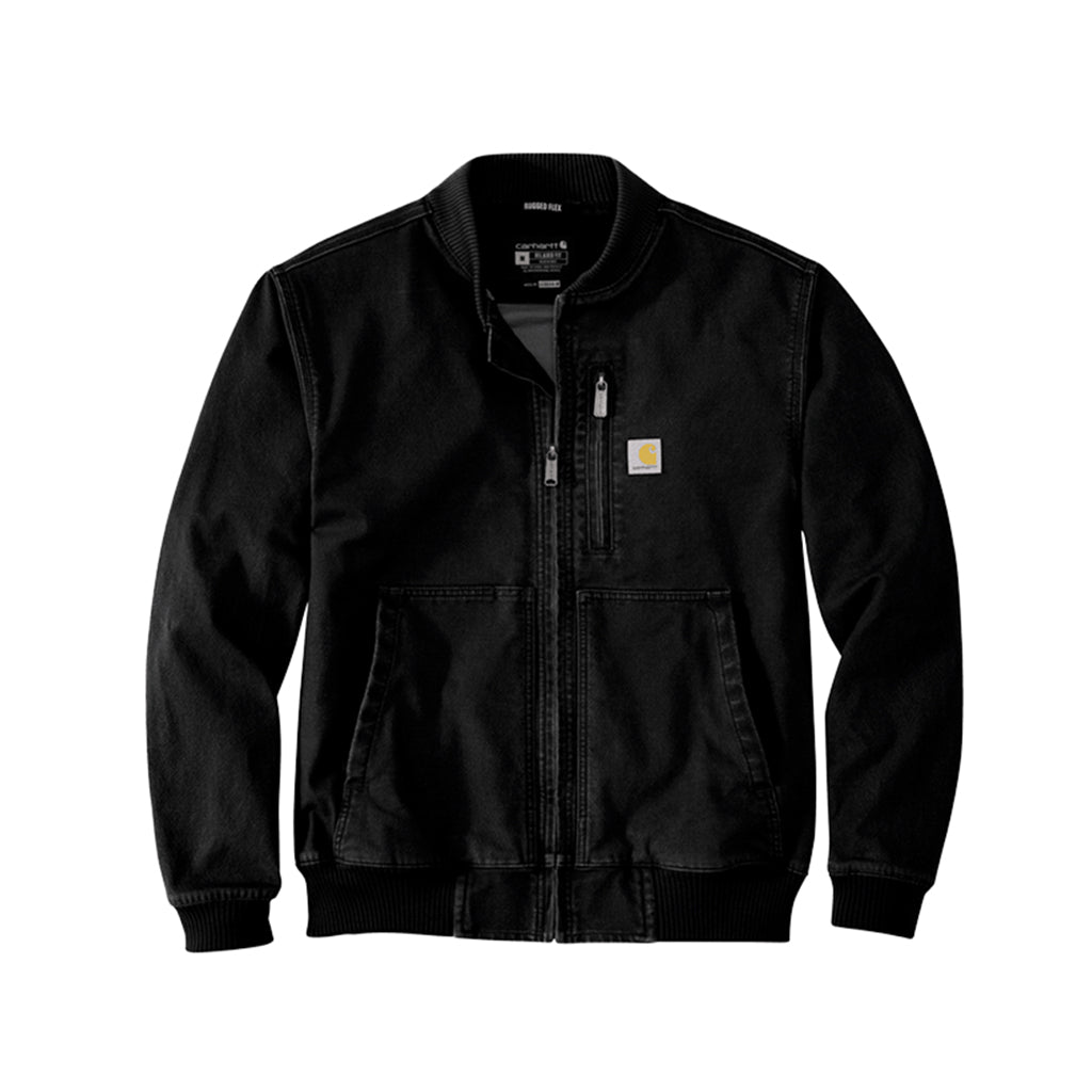 Black jacket with Carhartt logo on a white background