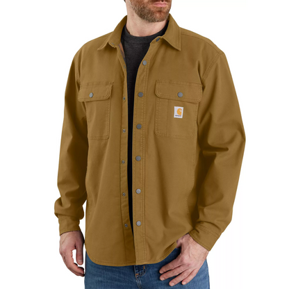 Rugged Flex Relaxed Fit Canvas Fleece-Lined Shirt Jacket Oak Brown