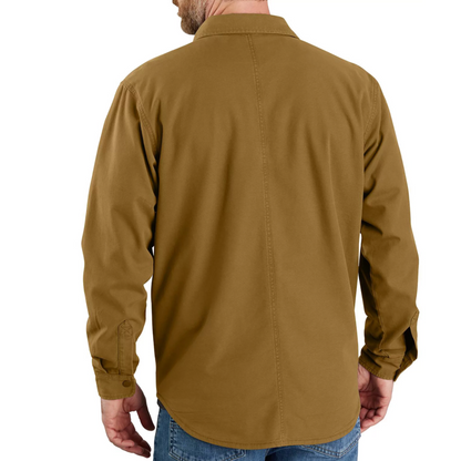 Rugged Flex Relaxed Fit Canvas Fleece-Lined Shirt Jacket Oak Brown