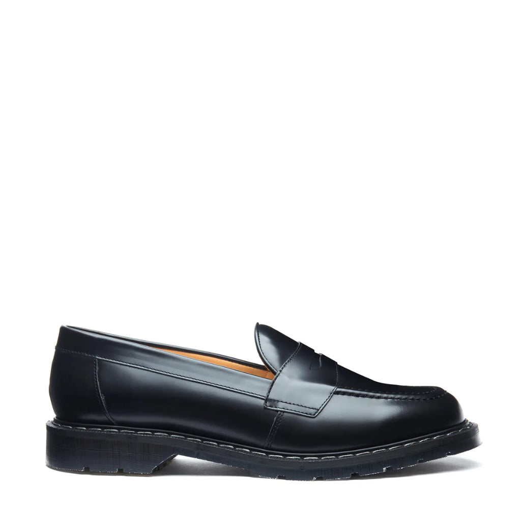 Black loafer shoe on a white background