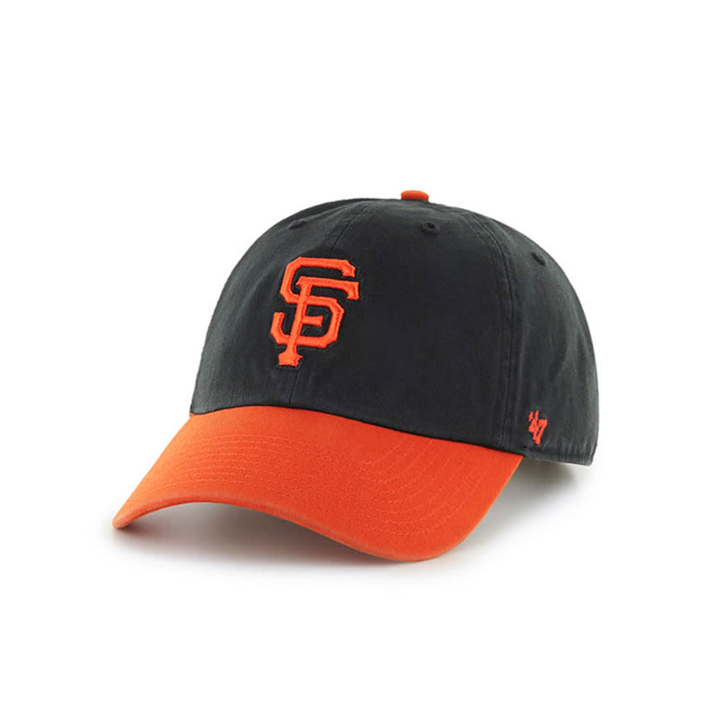 Black and orange SF Giants baseball cap with a logo on a white background