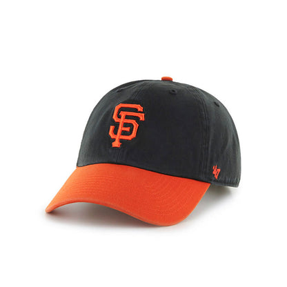 Black and orange SF Giants baseball cap with a logo on a white background