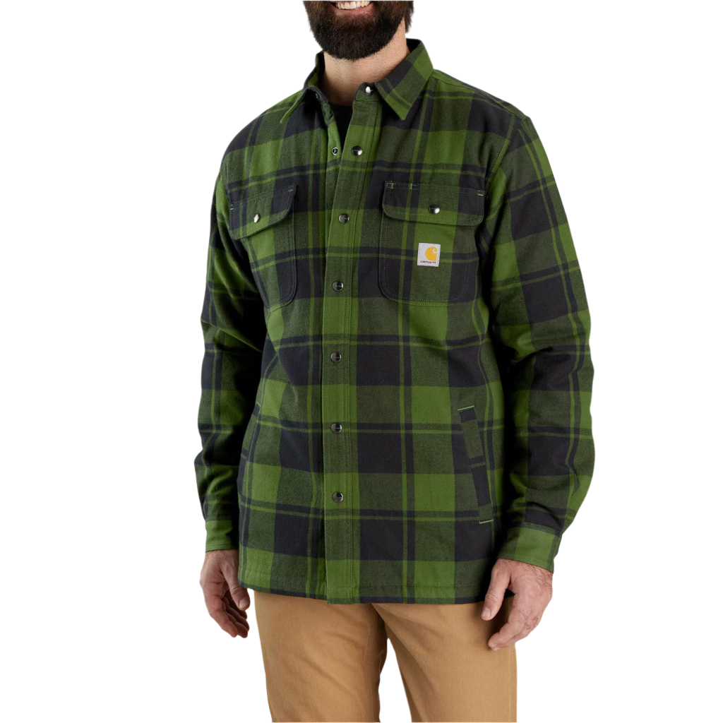 Relaxed Fit Flanel Sherpa-Lined Jacket Chive