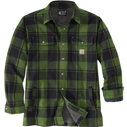 Relaxed Fit Flanel Sherpa-Lined Jacket Chive