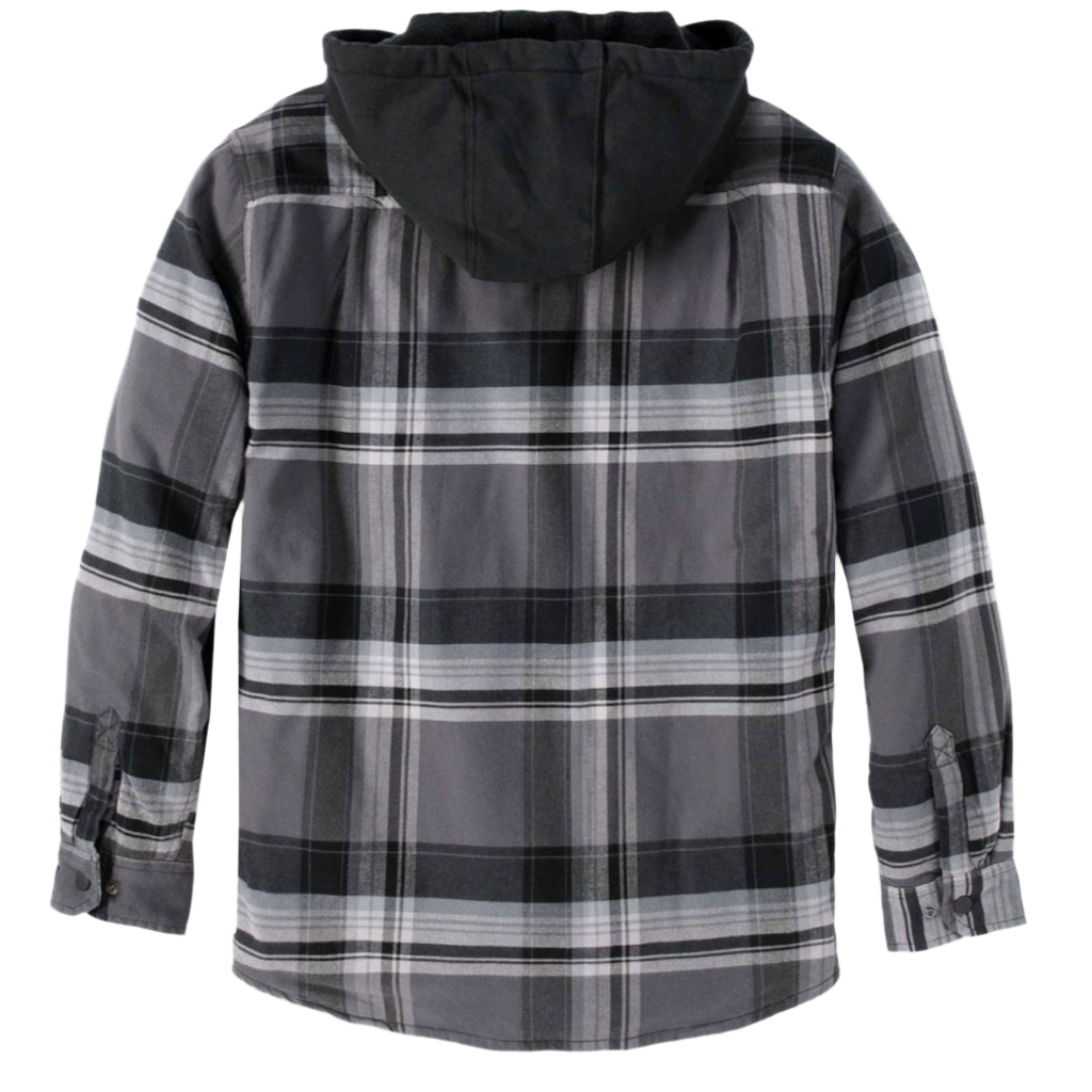 Fleece Lined Hooded Shirt Jacket Black